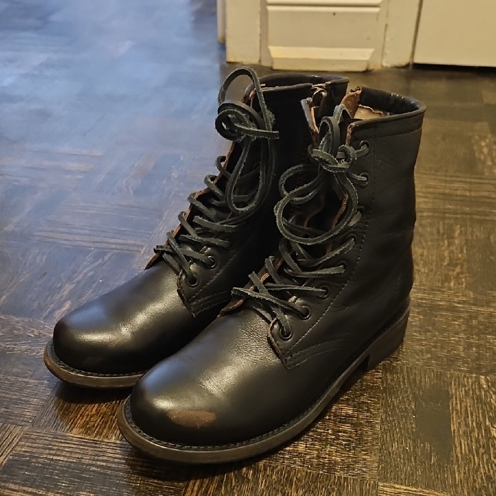Freebird Black Leather Combat Boots